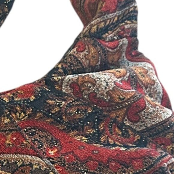 Vintage 90s Boho Glitter Velour Paisley Tapestry Slouch Bag Witchy Gypsy - Picture 4 of 8